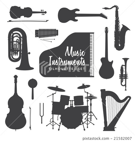 music instruments silhouettes collection. 21582007