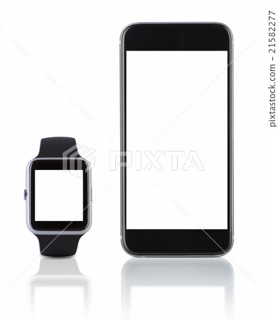 Smartwatch sport with smartphone on white Smartwatch sport with smartphone on white 21582277