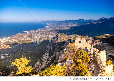 View on mountains and sea from Hilarion Castle 21582317