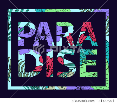 Vector paradise tropical plant print. T-shirt Vector paradise tropical plant print. T-shirt 21582901