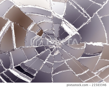 Destructed colorful glass sharp pieces on white 21583346