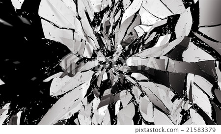 Shattered glass on black with motion blur 21583379