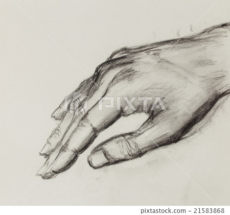 Drawing hand, pencil sketch on old paper. - Stock Illustration ...