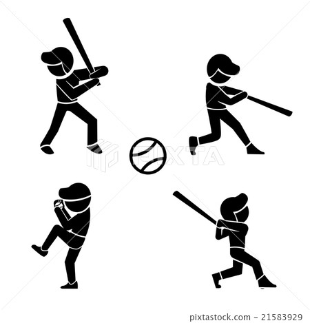 Set of baseball icons in silhouette style, vector 21583929