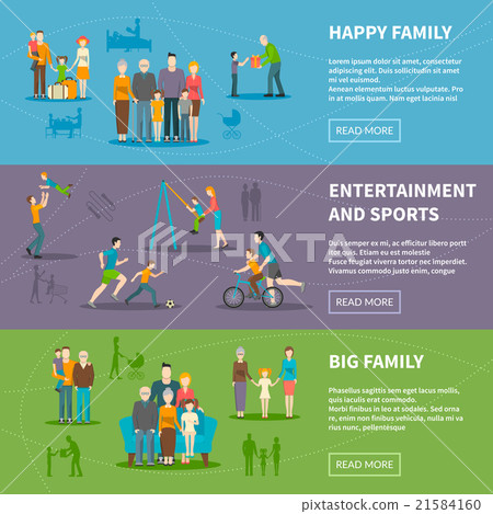 Happy Family Flat Banners 21584160