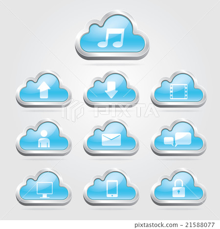 Cloud technology buttons and icons set. 21588077