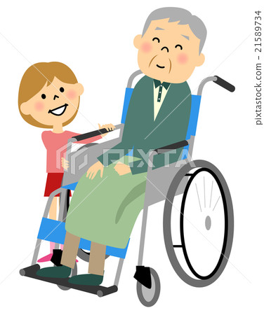 Elderly care for sitting on a wheelchair 21589734