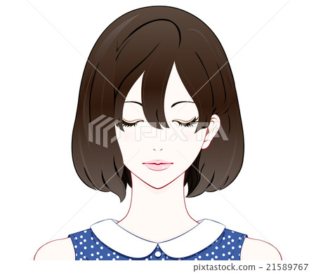 Women's expression / seriousness / closing eyes / summer clothes Women's expression / seriousness / closing eyes / summer clothes 21589767