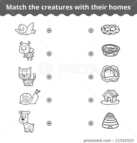 Matching game for children, animals and homes 21592020