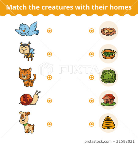 Matching game for children, animals and homes 21592021