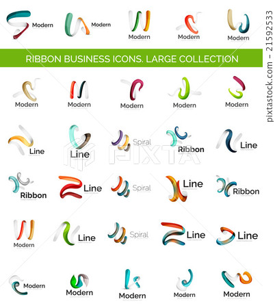 Vector line ribbon logo set 21592533