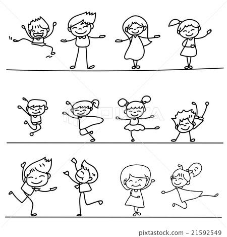 Set of Hand drawing cartoon happy people Set of Hand drawing cartoon happy people 21592549