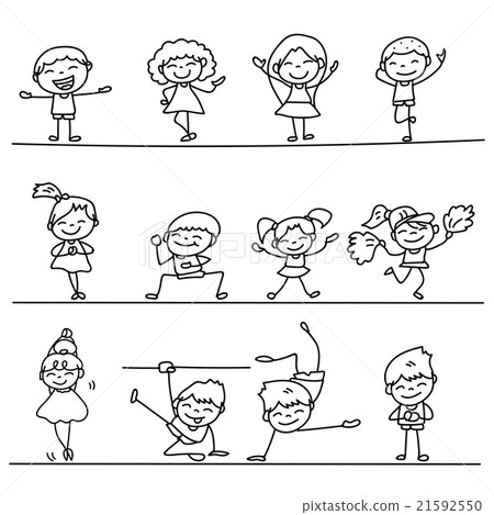 Set of Hand drawing cartoon happy people Set of Hand drawing cartoon happy people 21592550