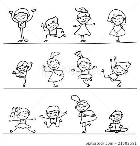 Set of Hand drawing cartoon happy people Set of Hand drawing cartoon happy people 21592551