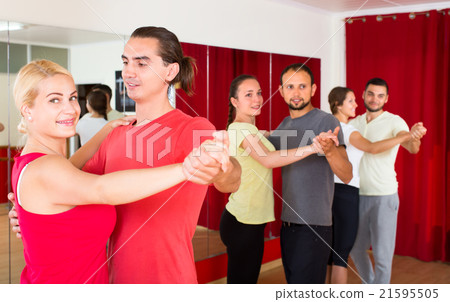 Happy couple practicing slow dance 21595505