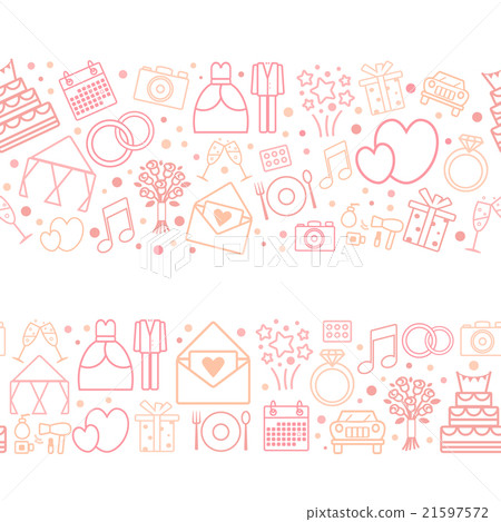 Seamless vector pattern borders of wedding icons. Seamless vector pattern borders of wedding icons. 21597572