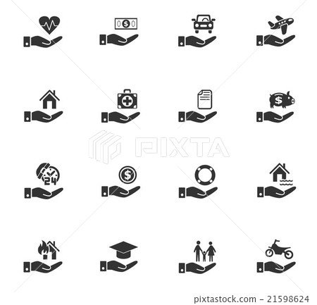 insurance hand icon set 21598624