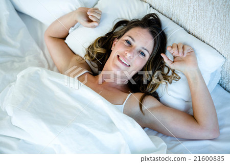 smiling woman, waking up in the morning 21600885