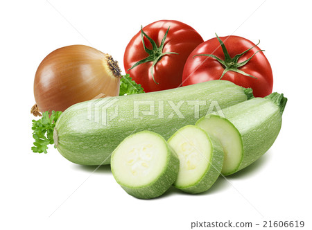 Zucchini tomato onion parsley isolated on white 21606619