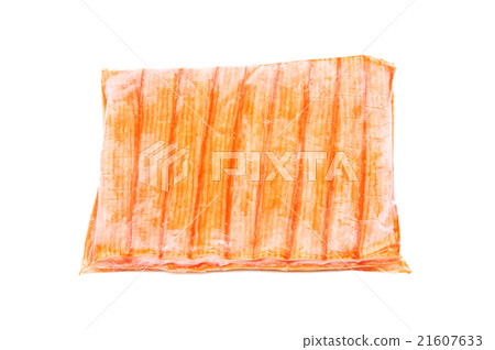 frozen Imitation crab sticks on white background. 21607633