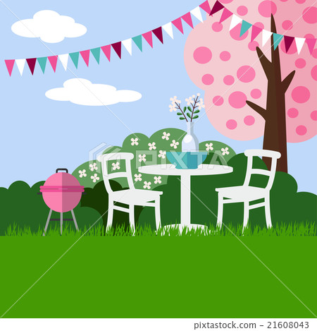 Spring garden party barbecue background Spring garden party barbecue background 21608043