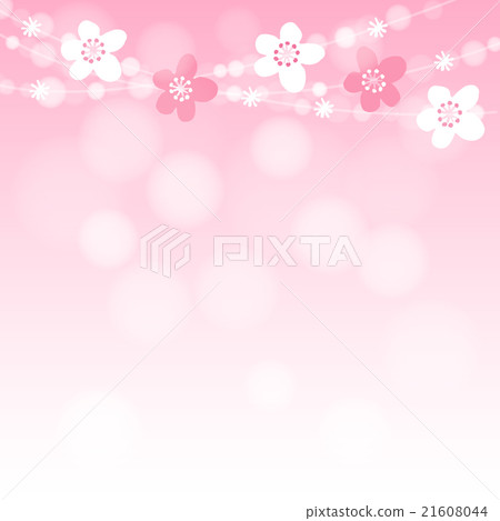Cute spring card with cherry tree blossoms garland Cute spring card with cherry tree blossoms garland 21608044