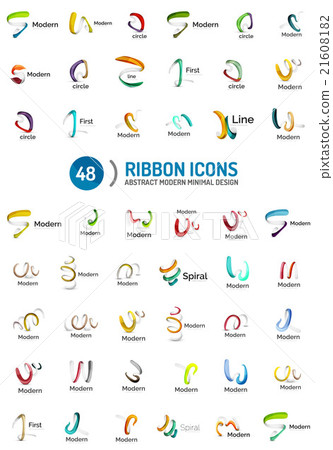 Vector line ribbon logo set Vector line ribbon logo set 21608182