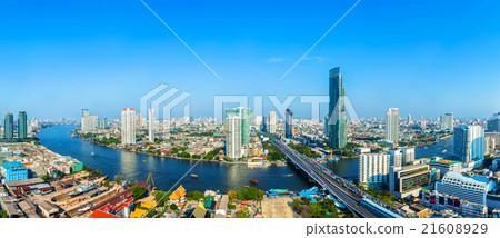 Landscape of River in Bangkok city with blue sky 21608929