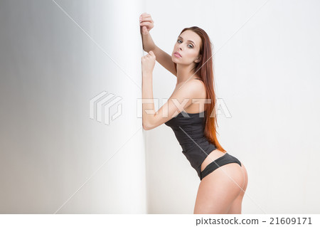 attractive brunette girl in black lingerie nice butt attractive brunette girl in black lingerie nice butt 21609171