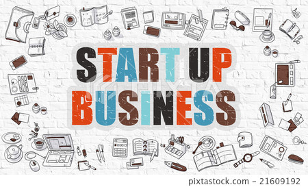 Start Up Business on White Brick Wall. Start Up Business on White Brick Wall. 21609192