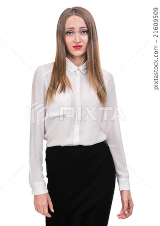 young woman looks skeptical young woman looks skeptical 21609509