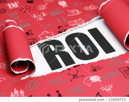 Finance concept: black text ROI under the piece of Finance concept: black text ROI under the piece of 21609715