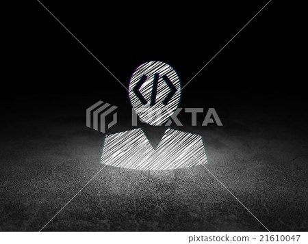 Software concept: Programmer in grunge dark room Software concept: Programmer in grunge dark room 21610047