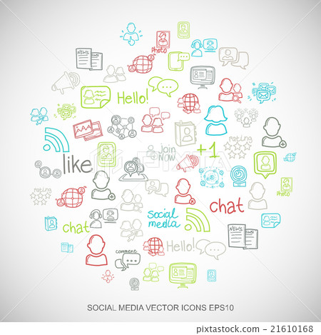 Social media Multicolor doodles Hand Drawn Social 21610168