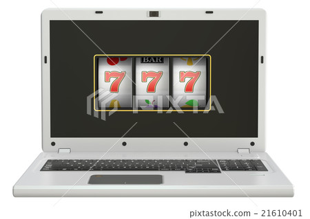 Online gambling concept, laptop slot machine Online gambling concept, laptop slot machine 21610401