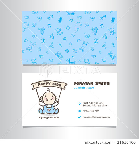Vector business card template with cute baby shop 21610406