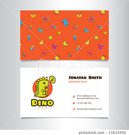 Vector business card template with cute dino logo Vector business card template with cute dino logo 21610408