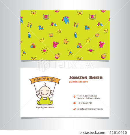 Vector business card template with cute baby shop Vector business card template with cute baby shop 21610410