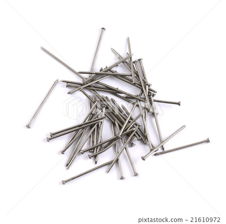 Pile of metal nails isolated 21610972