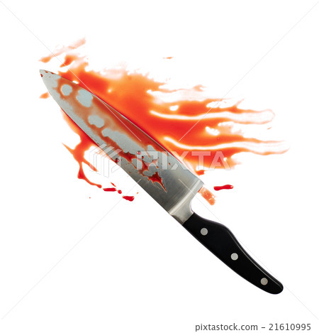 Chef's steel knife covered with blood Chef's steel knife covered with blood 21610995