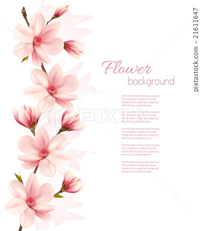 插圖素材: beautiful pink magnolia background. vector.