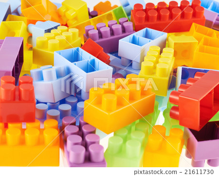 Pile of colorful toy construction bricks Pile of colorful toy construction bricks 21611730