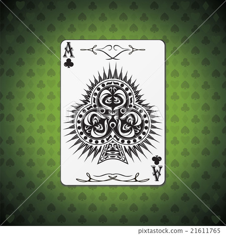 Ace of clubs poker card green background Ace of clubs poker card green background 21611765