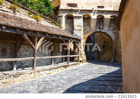 Medieval street view in Sighisoara, Romania 21613823