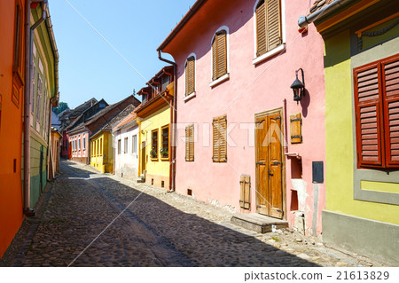 Medieval street view in Sighisoara, Romania 21613829