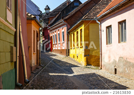 Medieval street view in Sighisoara, Romania 21613830