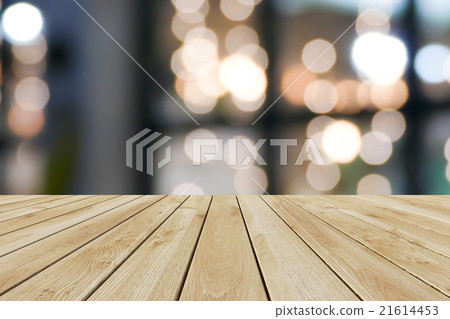 Perspective wood and bokeh light background 21614453
