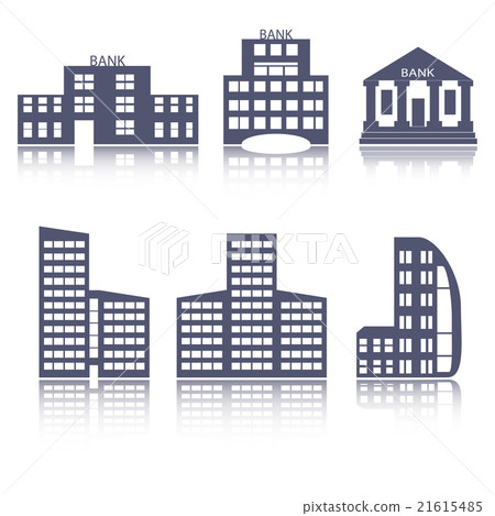 Buildings flat design web icons set - Stock Illustration [21615485] - PIXTA