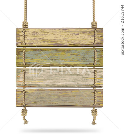Old color wooden board with rope. - Stock Illustration [21615744] - PIXTA