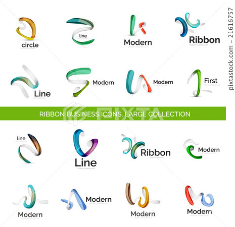 Vector line ribbon logo set 21616757